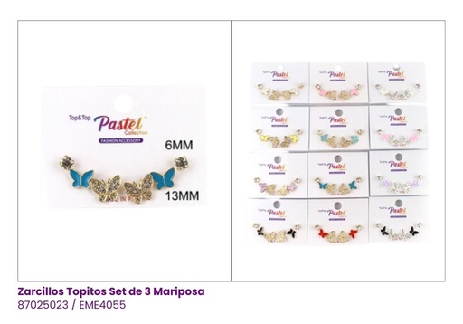 [EME4055] ZARCILLOS TOPITOS MARIPOSAS COLORES