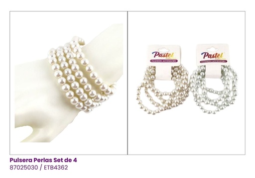 [ETB4362] PULSERAS PEPITAS PERLAS SET DE 4