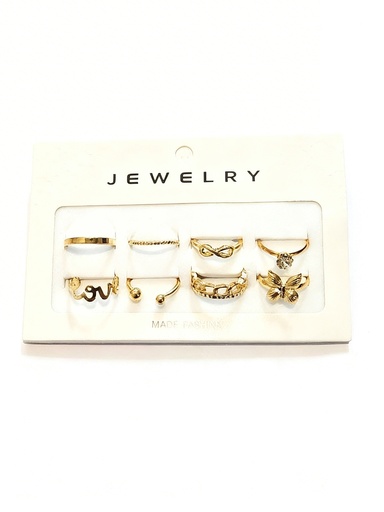 [RRN-0575GS] ANILLOS SET DE 8  MARIPOSA