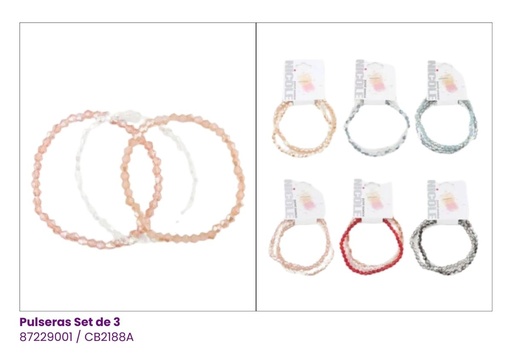 [CB2188A] PULSERAS PEPITAS COLORES SET DE 3