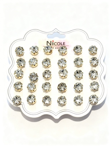 [CR3347GC] ZARCILLOS TOPITOS BRILLANTES SET DE15 