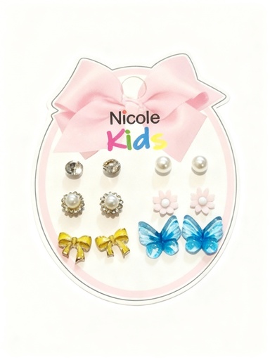 [CR3706] ZARCILLOS TOPITOS NIÑA SET DE 6 MARIPOSA