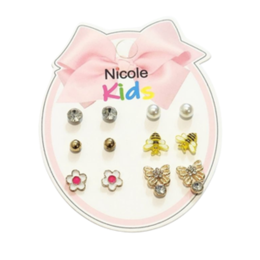 [CR3709] ZARCILLOS TOPITOS NIÑA SET DE 6 ABEJA