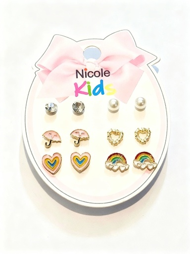 [CR3711] ZARCILLOS TOPITOS NIÑA SET 6 ARCOIRIS