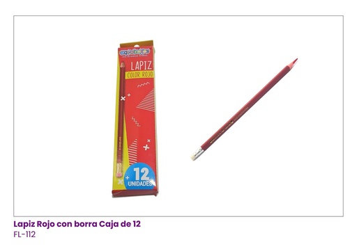 [FL-112] LAPIZ COLOR ROJO CAJA DE 12