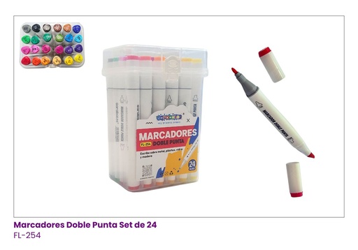 [FL-254] MARCADORES DOBLE PUNTA SET DE 24