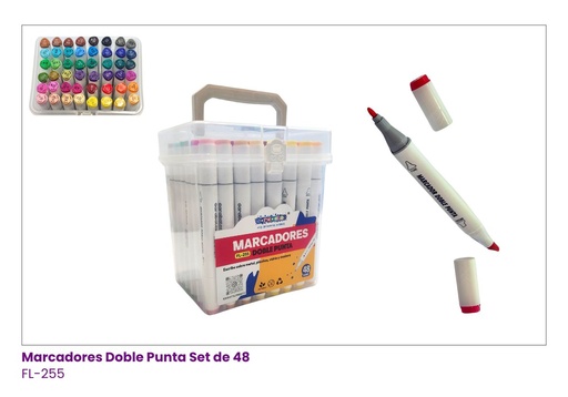 [FL-255] MARCADORES DOBLE PUNTA SET DE 48