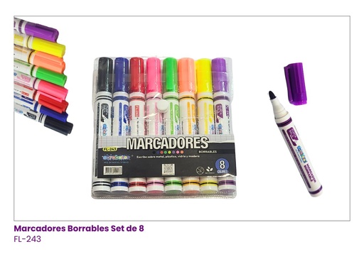 [FL-243] MARCADORES BORRABLES SET DE 8