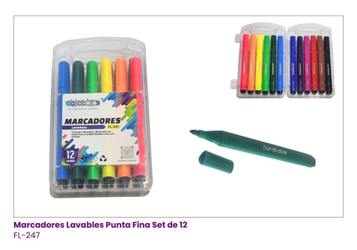 [FL-247] MARCADORES LAVABLES SET DE 12