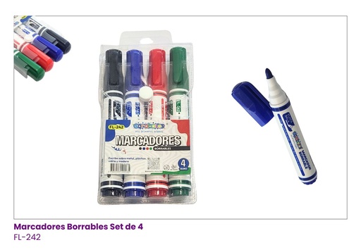 [FL-242] MARCADORES BORRABLES SET DE 4