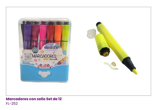 [FL-252] MARCADORES CON SELLO SET DE 12