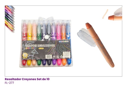 [FL-277] RESALTADORES CREYONES NEON SET DE 10