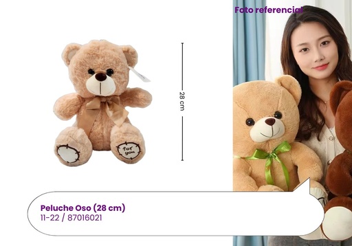[11-22] PELUCHES OSO PEQUEÑO LAZO (28 CM)