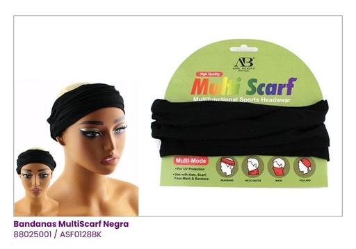[ASF0128BK] BANDANAS MULTI SCARF NEGRA