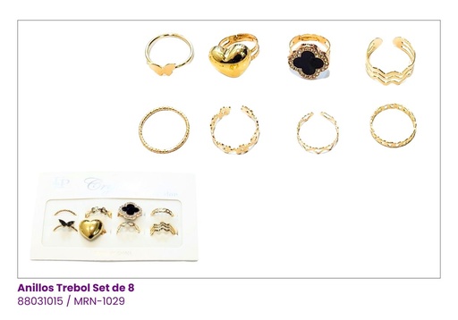 [MRN-1029] ANILLOS TREBOL SET DE 8
