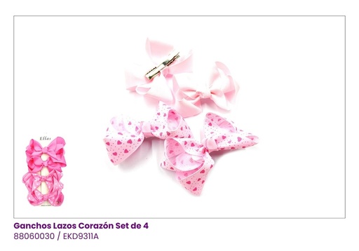 [EKD9311A] GANCHOS LAZOS SET DE 2 PARES CORAZON