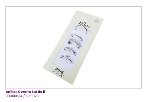 [ERI9023E] ANILLOS CORONA SET DE 5