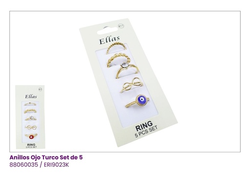 [ERI9023K] ANILLOS OJO TURCO SET DE 5