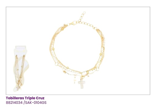 [SAK-0104GS] TOBILLERAS TRIPLE CRUZ
