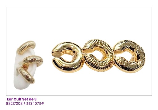 [SE3407GP] ZARCILLOS EAR CUFF SET DE 3