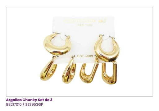 [SE3953GP] ARGOLLAS SET PEQUEÑAS CHUNKY DE 3