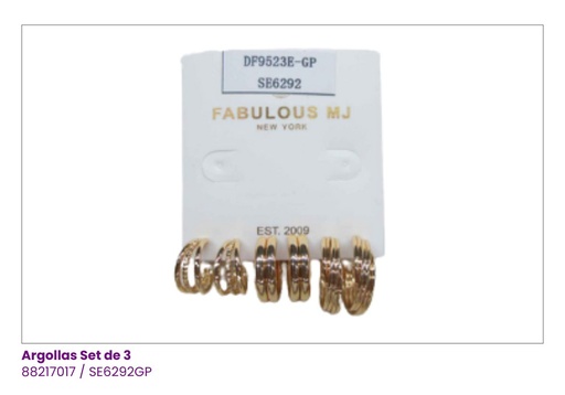 [SE6292GP] ARGOLLAS SET PEQUEÑAS DE 3