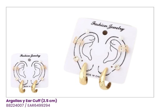 [EAR6499294] ARGOLLAS Y EAR CUFF SET