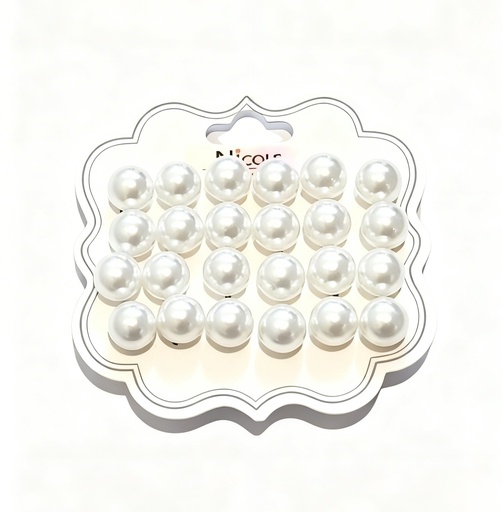 [CR3342W] ZARCILLOS TOPITOS PERLAS SET DE 12 