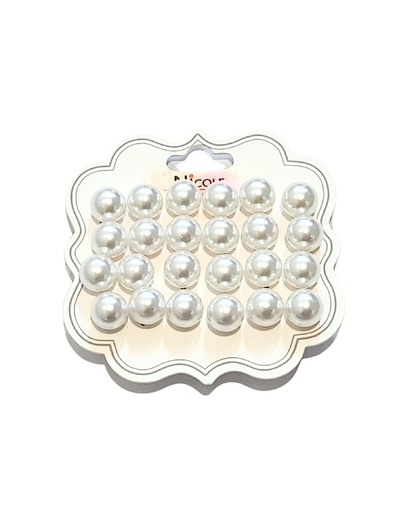 [CR3342W] ZARCILLOS TOPITOS PERLAS SET DE 12 
