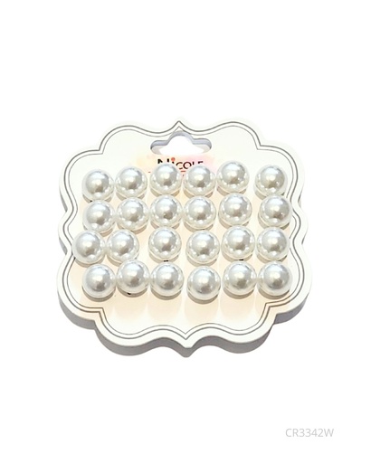 [CR3342W] ZARCILLOS TOPITOS PERLAS SET DE 12 