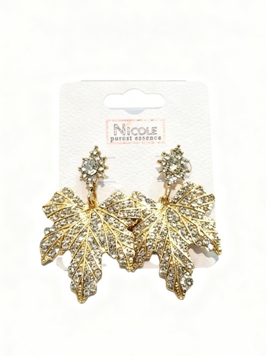 [CR3783] ZARCILLOS CHUNKY HOJAS STRASS (5.30 CM)