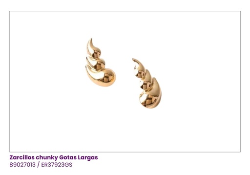 [ER37923GS] ZARCILLOS GOTA LARGOS