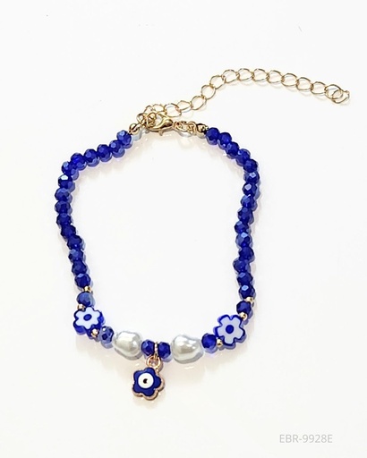 [EBR-9928E] PULSERAS OJO TURCO FLOR