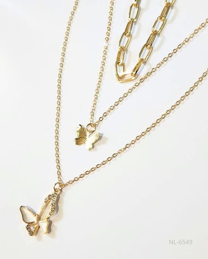 [NL-6549] COLLARES CADENAS SET DE 3 MARIPOSA