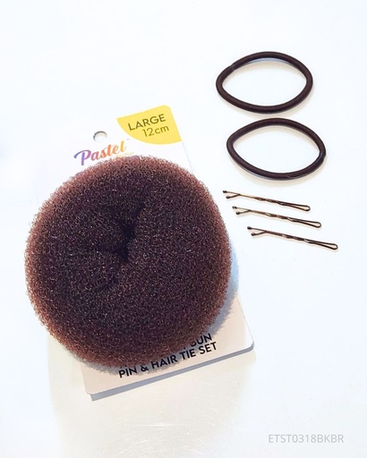 [ETST0318BKBR] DONAS PARA EL CABELLO NEGRAS Y MARRON (12 CM)