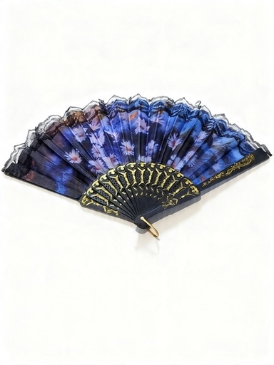 [RNT-1217R] ABANICOS NEGRO CON DORADO