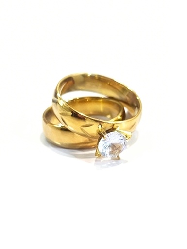 [RL-8380G] ANILLOS PIEDRA PAREJA (ACERO INOXIDABLE)