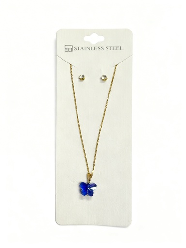 [INE-1543] COLLAR ACERO MARIPOSA CRISTAL