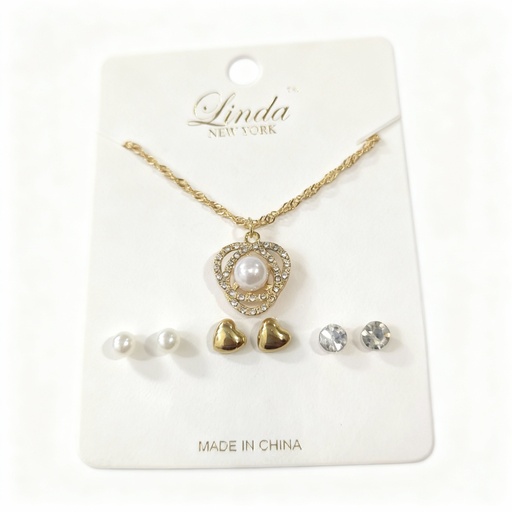 [NK6489021] COLLAR Y TOPITOS CORAZON PERLA