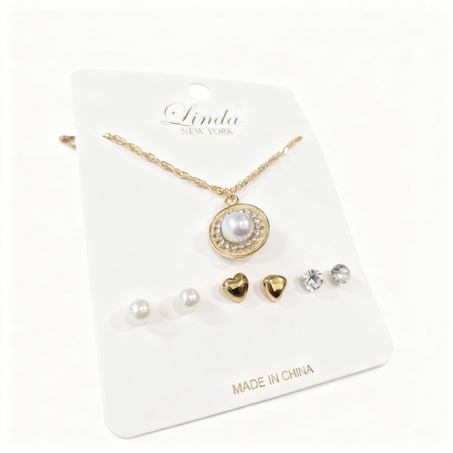 [NK6489022] COLLAR Y TOPITOS CIRCULO PERLA