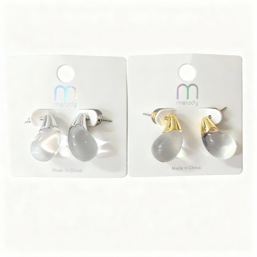 [ER38845GS] ZARCILLOS GOTA TRANSPARENTE