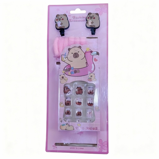 [PV-2014] KIT DE UÑAS COLAS GANCHOS CAPYBARA PARA NIÑA 