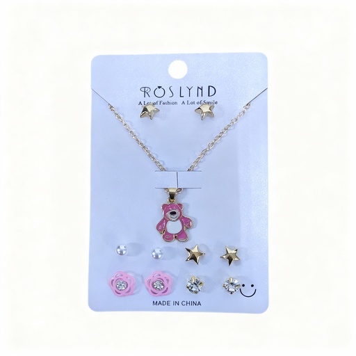 [TOPO-35] SET COLLAR Y TOPITOS NIÑA OSO