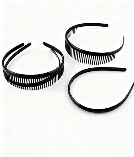 [ELBN2958BK] CINTILLO NEGRO TIPO PEINETA X2 