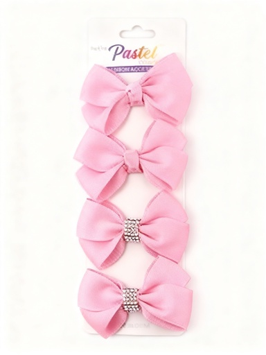 [ELC1432PK3] SET GANCHO LAZO COLOR ROSADO CON BRILLO X4