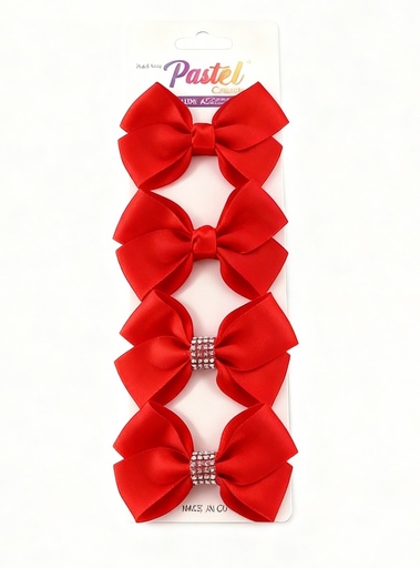 [ELC1432R] SET GANCHO LAZO ROJO CON BRILLO X4