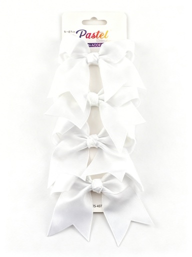 [ETP1740WHT] SET GANCHO LAZO COQUETTE 9CM BLANCO X4