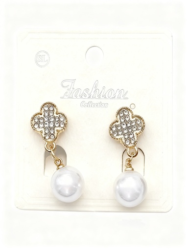 [EL-8798G] ZARCILLO TREBOL PERLA