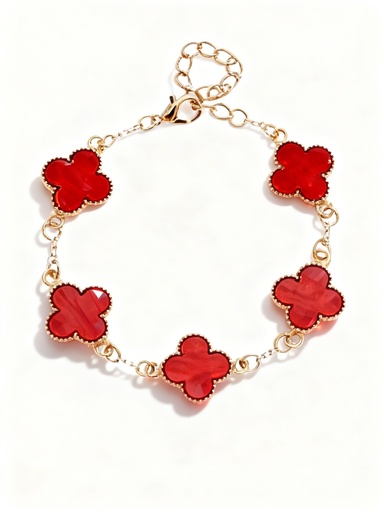 [RBT-2246R6] PULSERA CADENA TREBOL COLORES