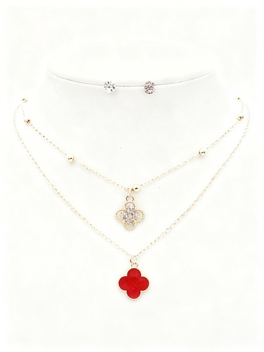 [RNK-0781R] COLLAR CADENA TREBOL X2